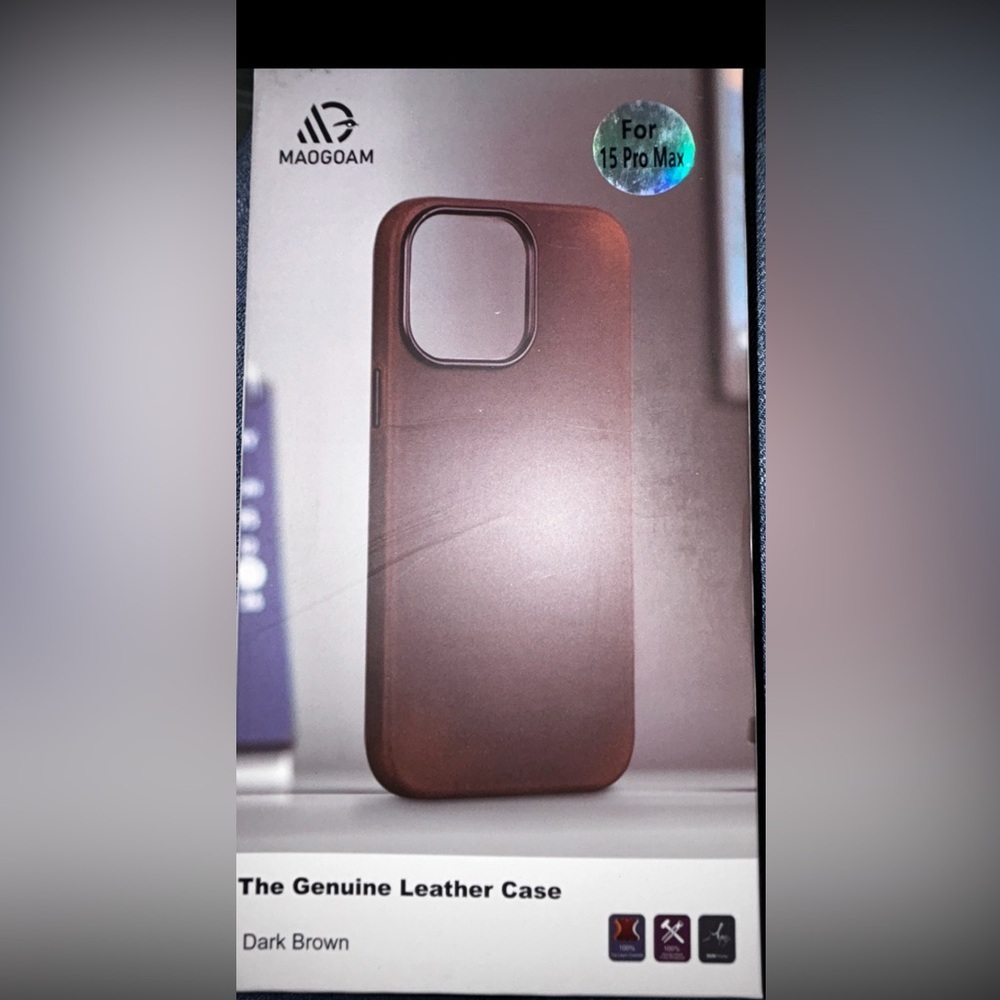 New genuine leather dark brown iPhone 15 pro max cell phone case
